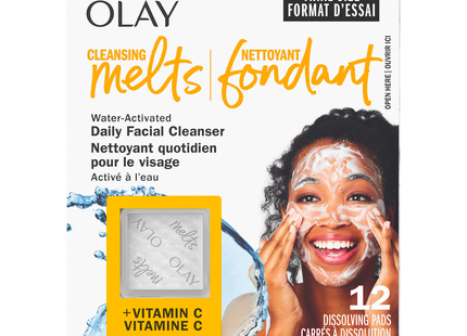 Olay - Lingettes Démaquillantes Quotidiennes avec Vitamine C | 12 Tampons Dissolvants
