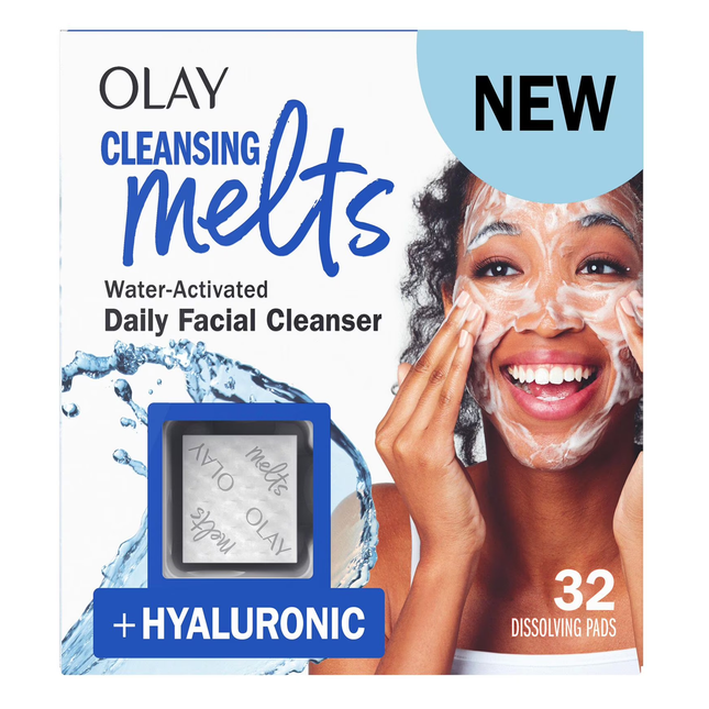 Olay - Démaquillants fondants activés par l'eau + acide hyaluronique | 32 tampons dissolvants