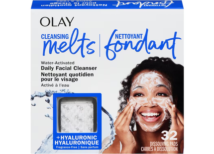 Olay - Cleansing Melts Daily Facial Cleanser with Hyaluronic Acid | 32 Dissolving Pads