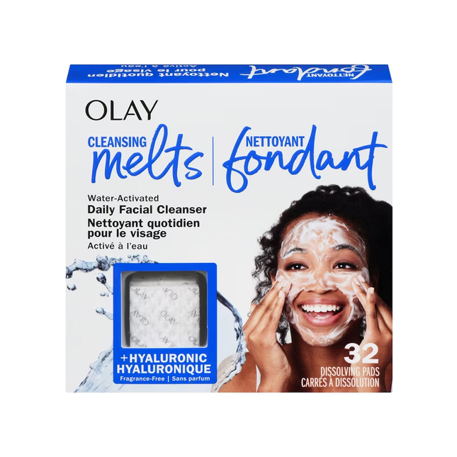 Olay - Cleansing Melts Daily Facial Cleanser with Hyaluronic Acid | 32 Dissolving Pads