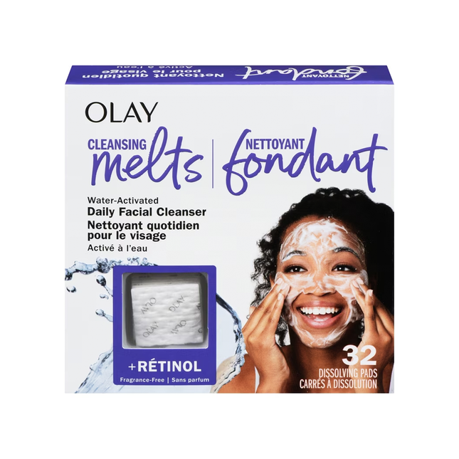 Olay - Cleansing Melts Daily Facial Cleanser with Retinol | 32 Dissolving Pads