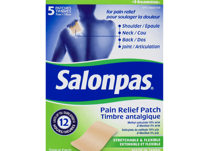 Salonpas Patch anti-douleur – Extensible et flexible | 5 correctifs