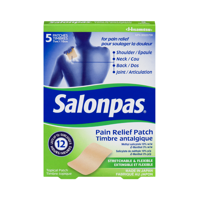 Salonpas Patch anti-douleur – Extensible et flexible | 5 correctifs