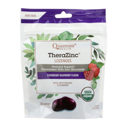 Quantum Health - TheraZinc Lozenges - Elderberry Raspberry Flavour | 18 Count
