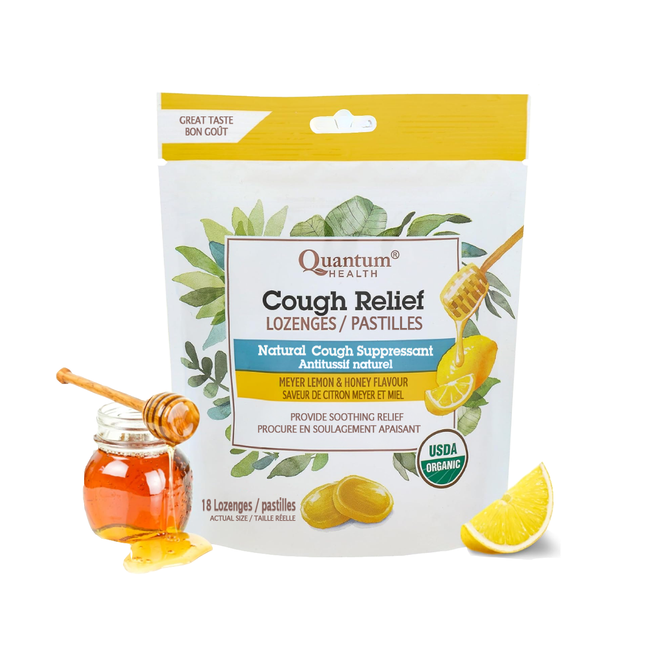 Quantum Health - Cough Relief Lozenges, Lemon and Honey | 18 Lozenges
