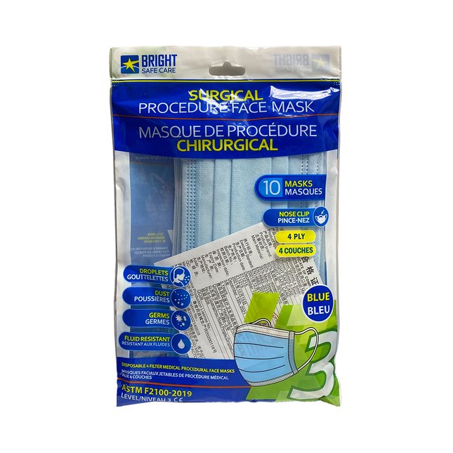 Bright Safe Care - Disposable Face Masks, Blue | 10 Masks
