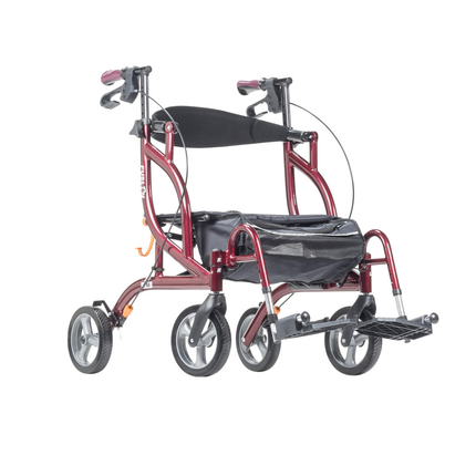 Déambulateur et fauteuil de transport pliant latéral Airgo Fusion F18, canneberge