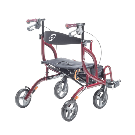 Déambulateur et fauteuil de transport pliant latéral Airgo Fusion F18, canneberge