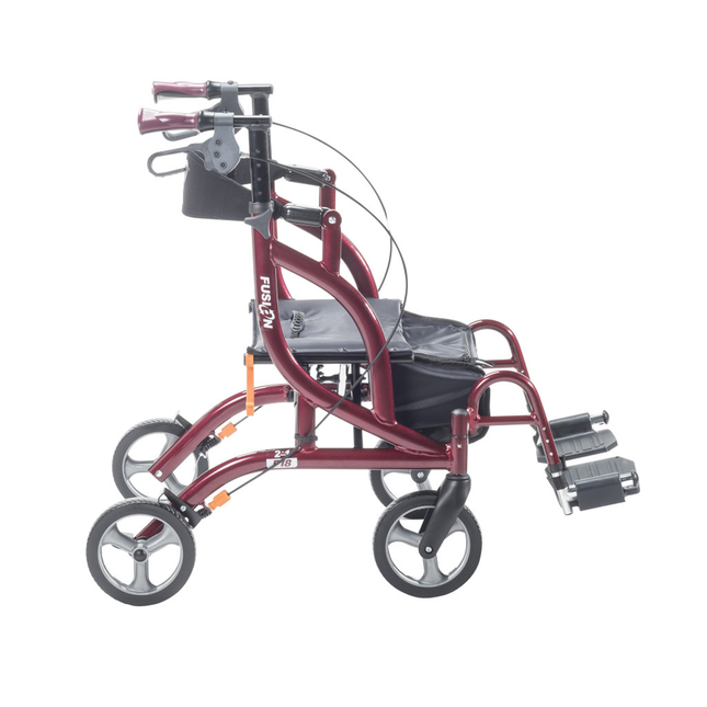 Déambulateur et fauteuil de transport pliant latéral Airgo Fusion F18, canneberge