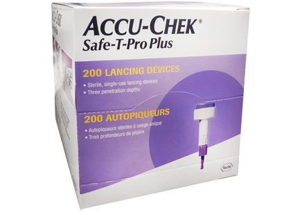 ACCU-CHEK - Safe T Pro Plus Lancet Devices | 200 Sterile Single use Lancing Devices