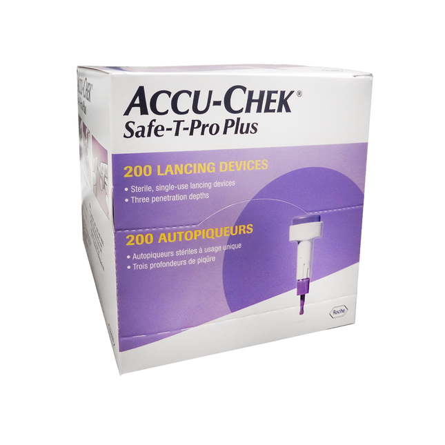 ACCU-CHEK - Dispositifs à lancettes Safe T Pro Plus | 200 autopiqueurs stériles à usage unique