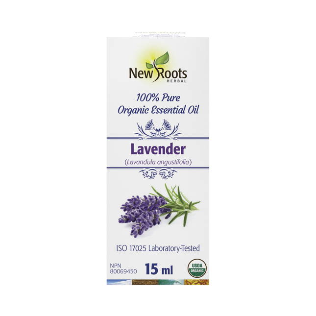 New Roots - Huile essentielle de lavande (Lavandula angustifolia) 100 % pure certifiée biologique | 15 mL