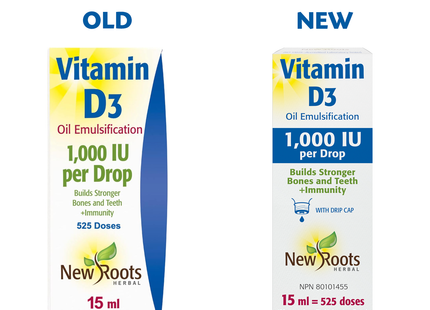 New Roots - Gouttes de vitamine D 1000 UI | 15 mL