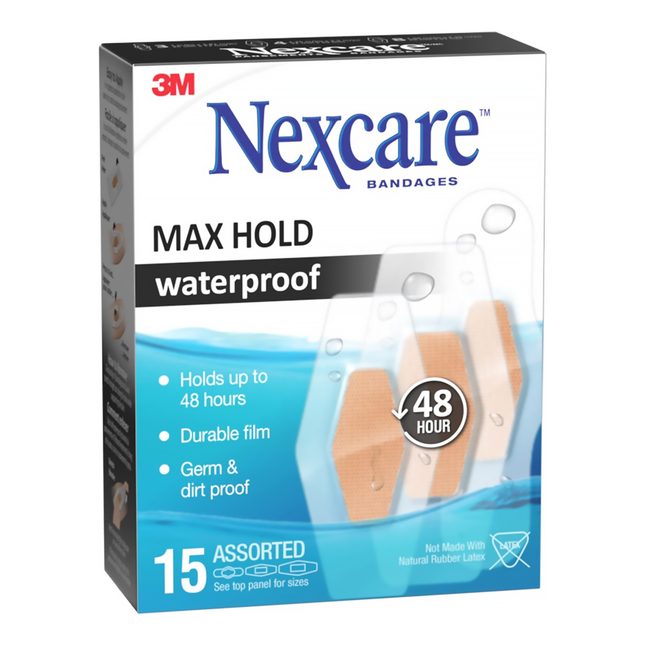 3M - Nexcare Assorted Waterproof Max Hold | 15 Bandages