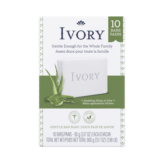 Ivory - Gentle Bar Soap, Aloe Scent | 10 x 90g