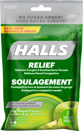 Halls - Relief -No Sugar Added - Kiwi Apple Flavour | 25 Lozenges