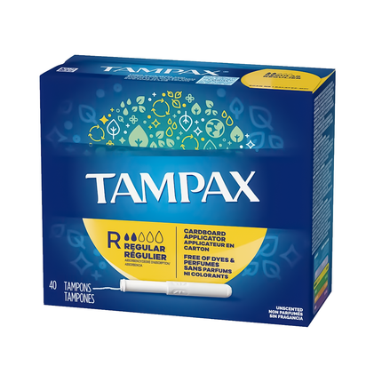 Tampax - Tampons sans parfum avec protection supplémentaire - Régulier | 40 tampons