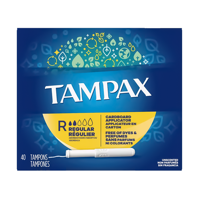 Tampax Unscented Tampons with Backup Protection - Regular | 40 Tampons