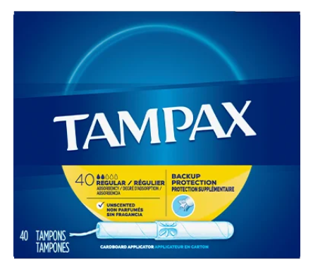 Tampax Unscented Tampons with Backup Protection - Regular | 40 Tampons