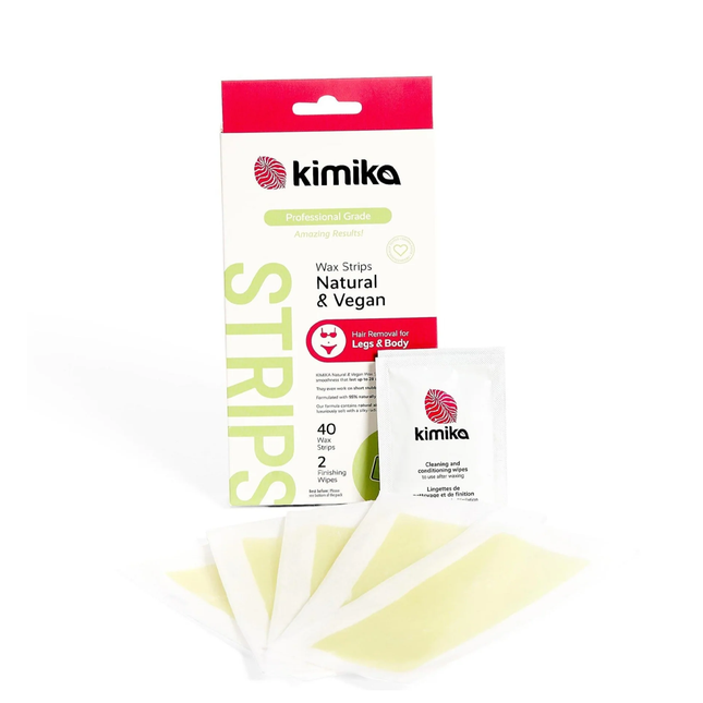 Kimika - Natural & Vegan Professional Wax Strips | 40 Strips + 2 Finishing Wipes