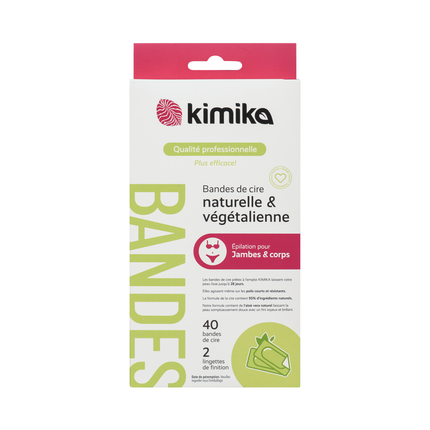 Kimika - Natural & Vegan Professional Wax Strips | 40 Strips + 2 Finishing Wipes