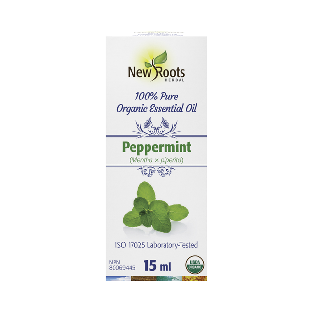 New Roots - Huile essentielle de menthe poivrée 100 % pure certifiée biologique | 15 ml