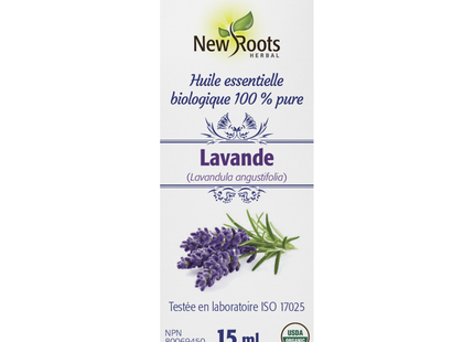 New Roots - Lavender Essential Oil (Lavandula angustifolia) 100% Pure Certified Organic | 15 mL