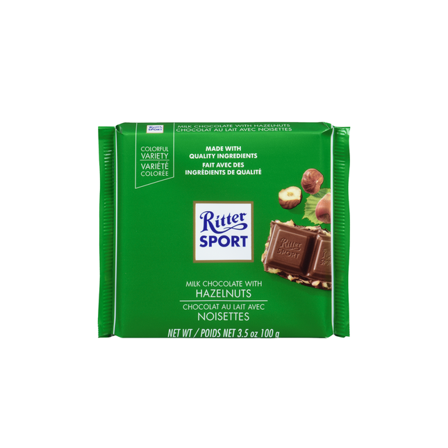 Ritter Sport - Barre de chocolat au lait aux noisettes | 100g