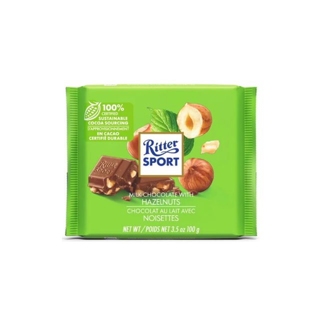 Ritter Sport - Barre de chocolat au lait aux noisettes | 100g