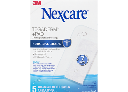 3M - Nexcare Tegaderm Surgical Grade Transparent Dressing 6 cm x 10 cm | 5 Dressings