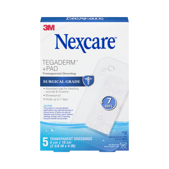 3M - Nexcare Tegaderm Surgical Grade Transparent Dressing 6 cm x 10 cm | 5 Dressings
