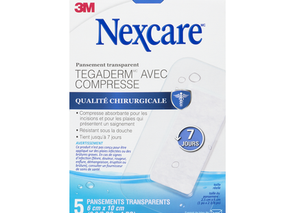 3M - Nexcare Tegaderm Surgical Grade Transparent Dressing 6 cm x 10 cm | 5 Dressings