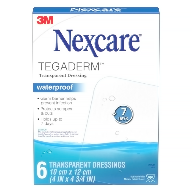 3M - Mexcare - Pansement transparent imperméable Tegaderm | 4 PO x 4 3/4 PO