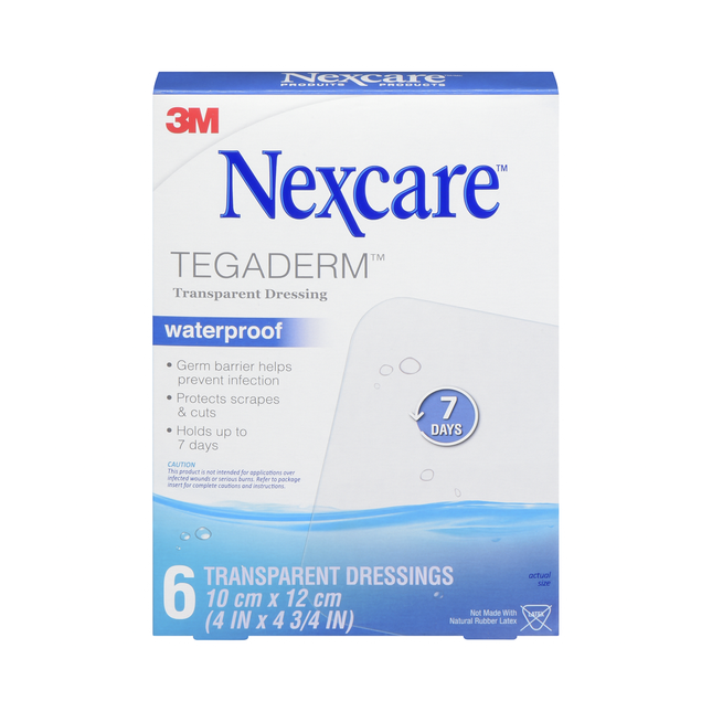 3M - Nexcare Tegaderm Waterproof Transparent Dressing 10 cm x 12 cm | 6 Dressings
