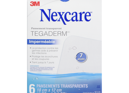 3M - Nexcare Tegaderm Waterproof Transparent Dressing 10 cm x 12 cm | 6 Dressings