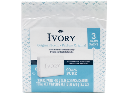Ivory - Gentle Soap Bar, Original Scent | 3 x 90 g
