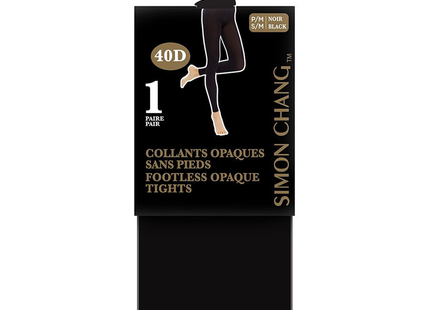 Simon Chang - Footless Opaque Tights S/M | Black