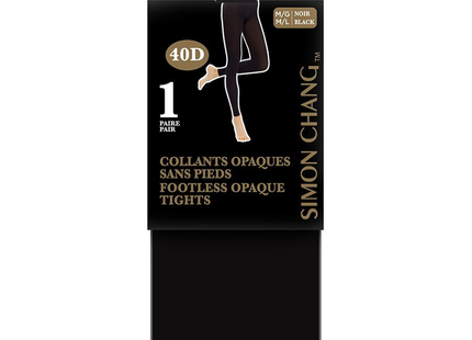 Simon Chang - Footless Opaque Tights M/L | Black