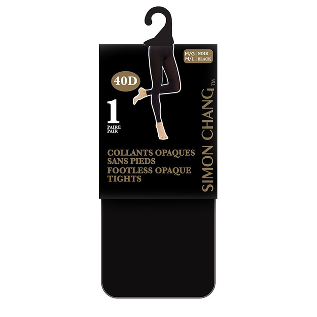 Simon Chang - Collants Opaques Sans Pieds M/L | Noir