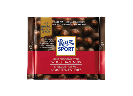 Ritter Sport - Barre de chocolat noir aux noisettes entières | 100g