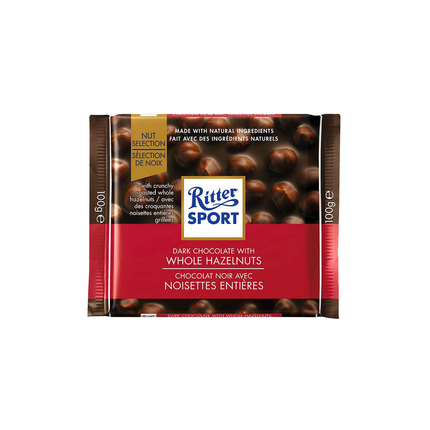 Ritter Sport - Barre de chocolat noir aux noisettes entières | 100g