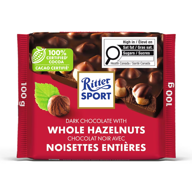 Ritter Sport - Dark Chocolate Bar with Whole Hazelnuts | 100 g