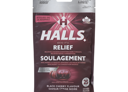 Halls - Relief Mentho-Lyptus Lozenges, Black Cherry | 25 Lozenges