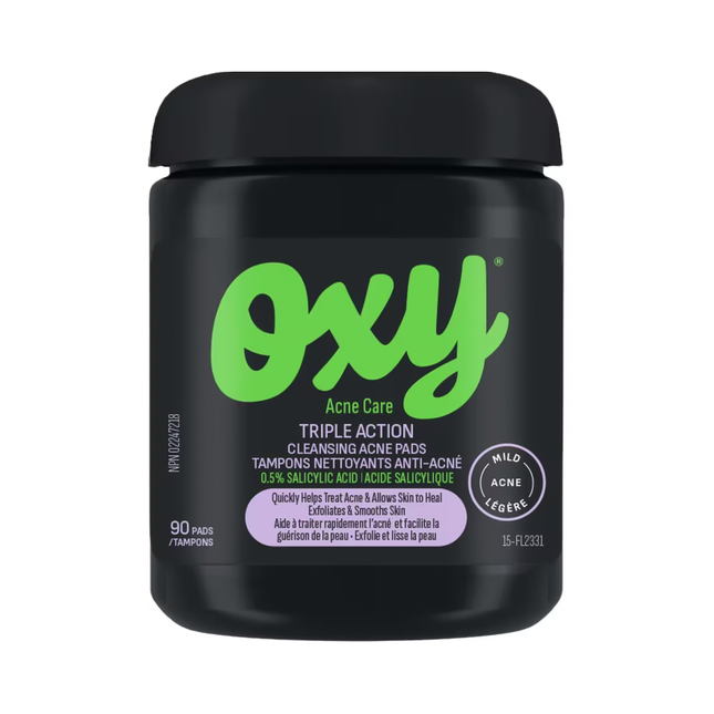 OXY - Acne Care Triple Action Cleansing Pads with Salicylic Acid 0.5% | 90 Pads