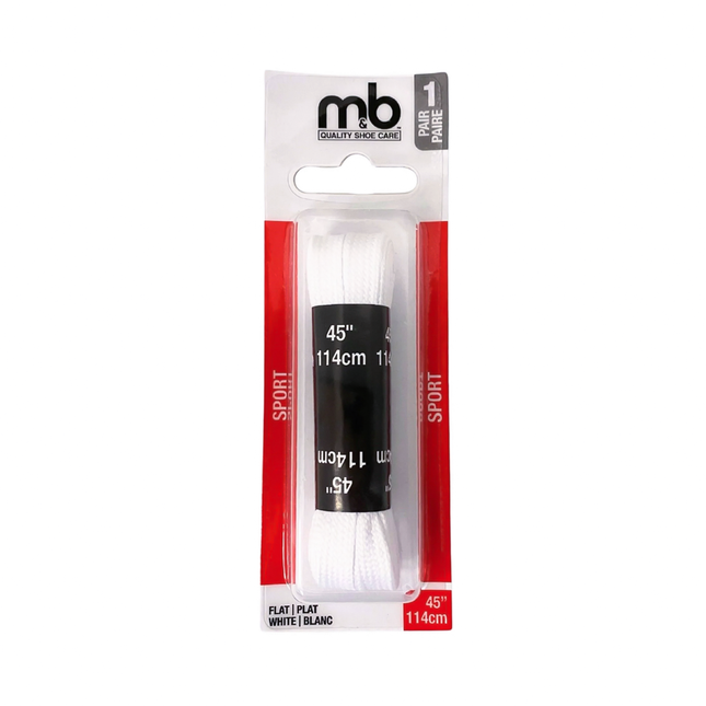 M&B - Sport Flat Laces 114 cm/45", White | 1 Pair