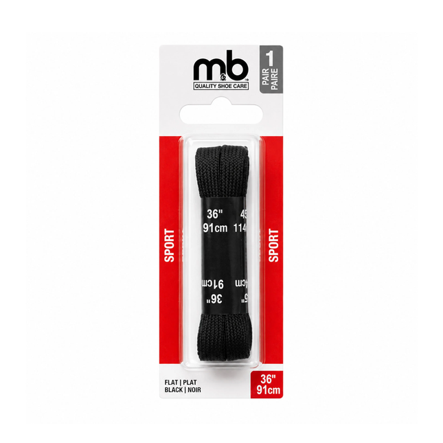M&B - Sport Flat Laces 91 cm/36", Black | 1 Pair