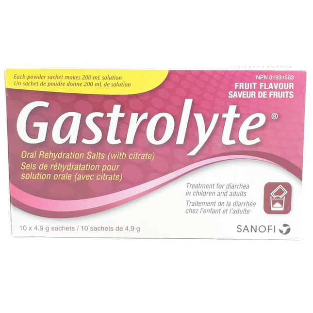 Gastrolyte - Solution de réhydratation orale à saveur de fruits | 10x4,9g