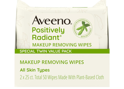 Aveeno - Positively Radiant Cleansing Wipes | 2 x 25 Wipes