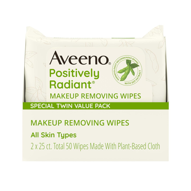 Aveeno - Positively Radiant Cleansing Wipes | 2 x 25 Wipes