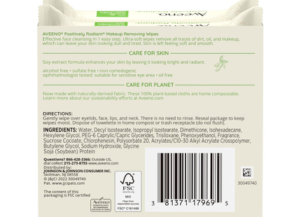 Aveeno - Positively Radiant Cleansing Wipes | 2 x 25 Wipes